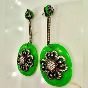 Green and black earrings